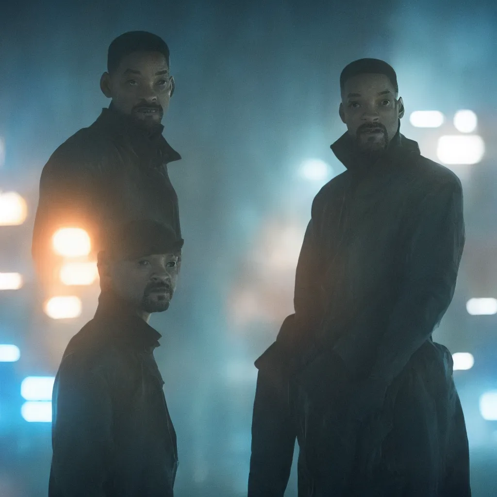 Image similar to will smith in blade runner 2 0 4 9, cinematic film still, 4 k