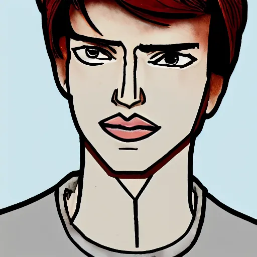 Prompt: stained glass portrait of young male with dark hair, trending on Artstation