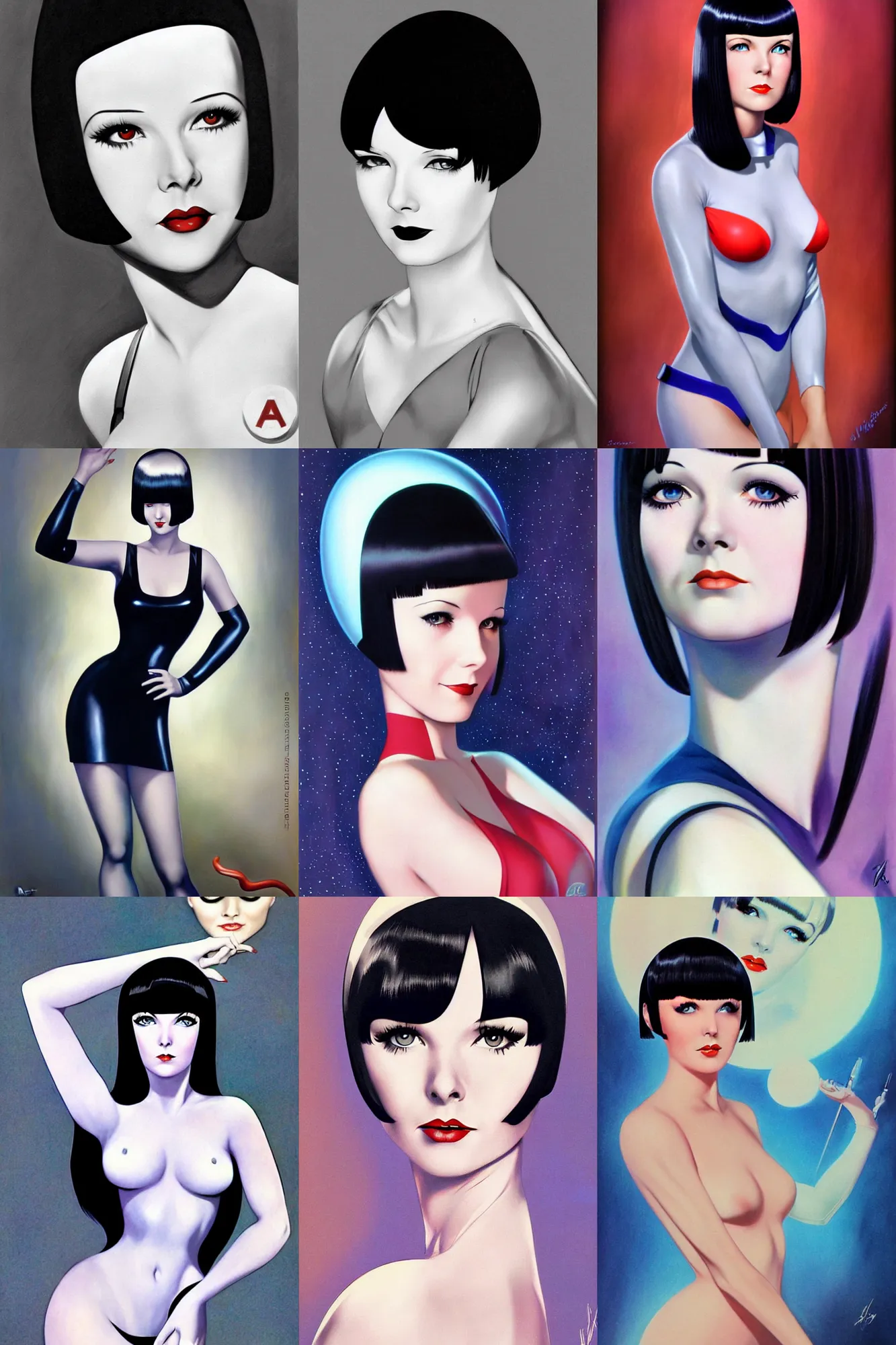 Prompt: 2 2 year old mary louise brooks, 1 9 6 0 s space girl, by artgerm
