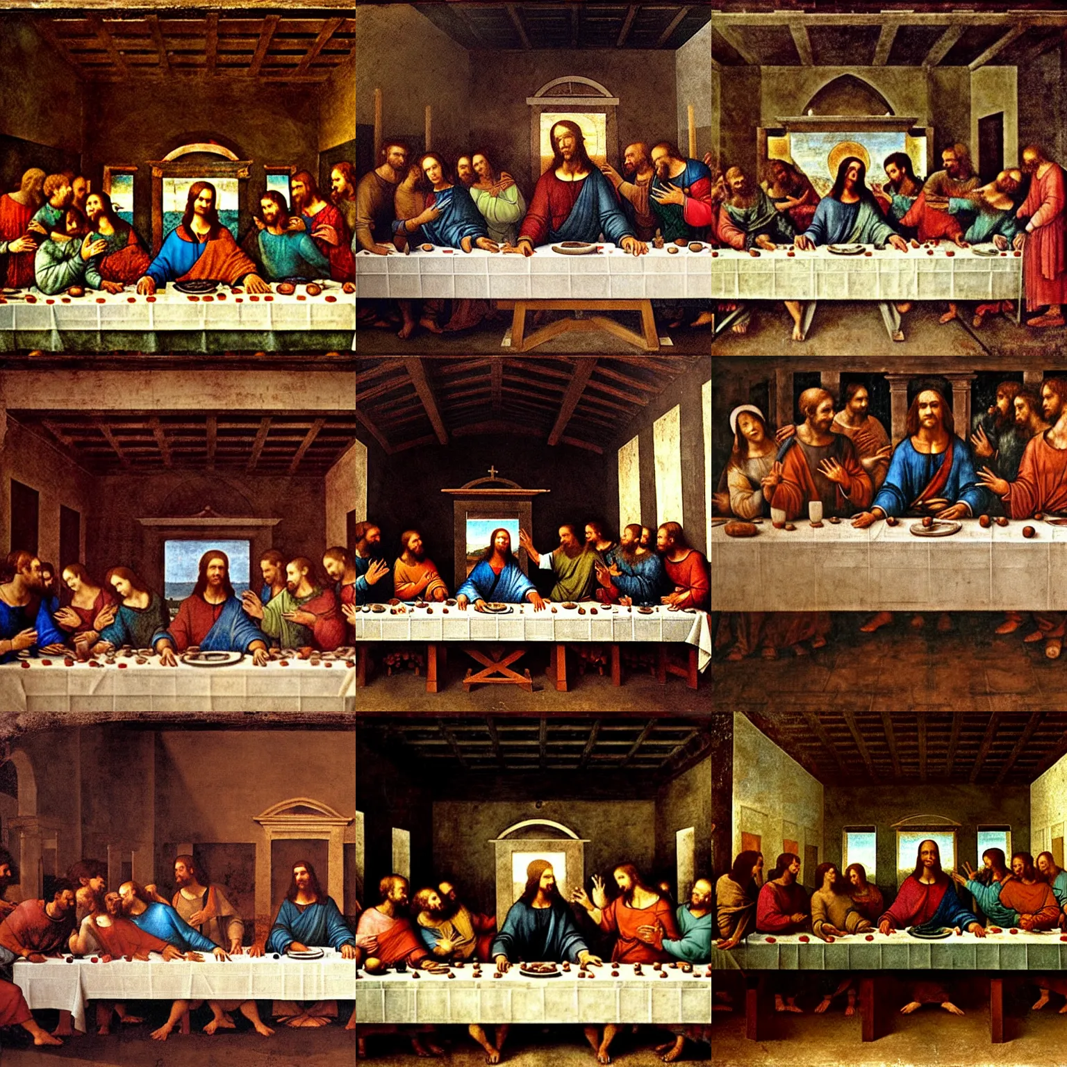 Prompt: Dexter Morgan as an apostle in The Last Supper, by Leonardo da Vinci, Renaissance art, 15th century art, religious art, stylized