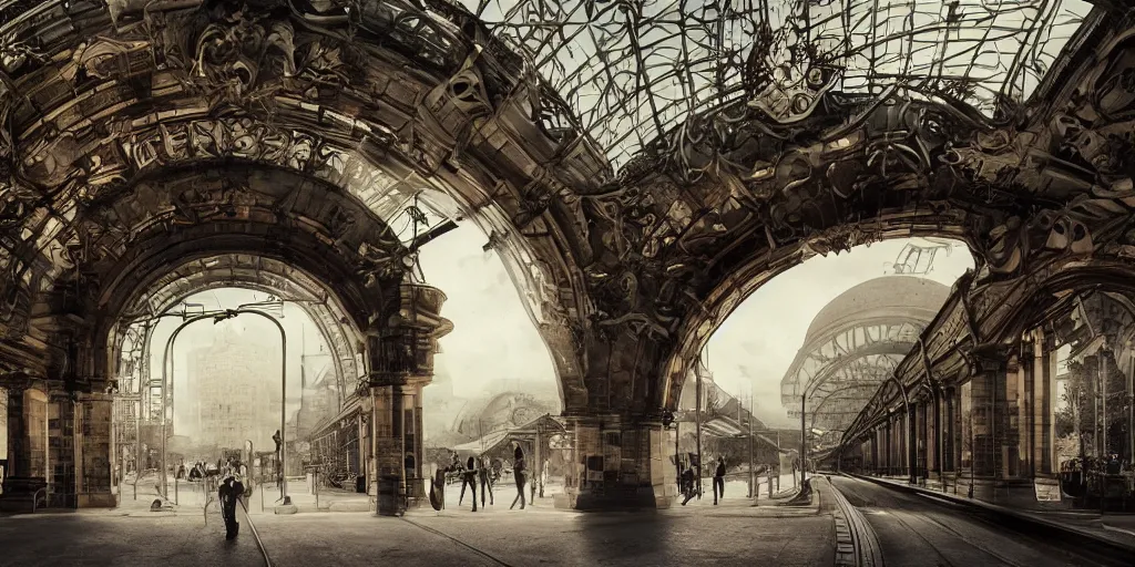 Prompt: train station archway by andreas franke