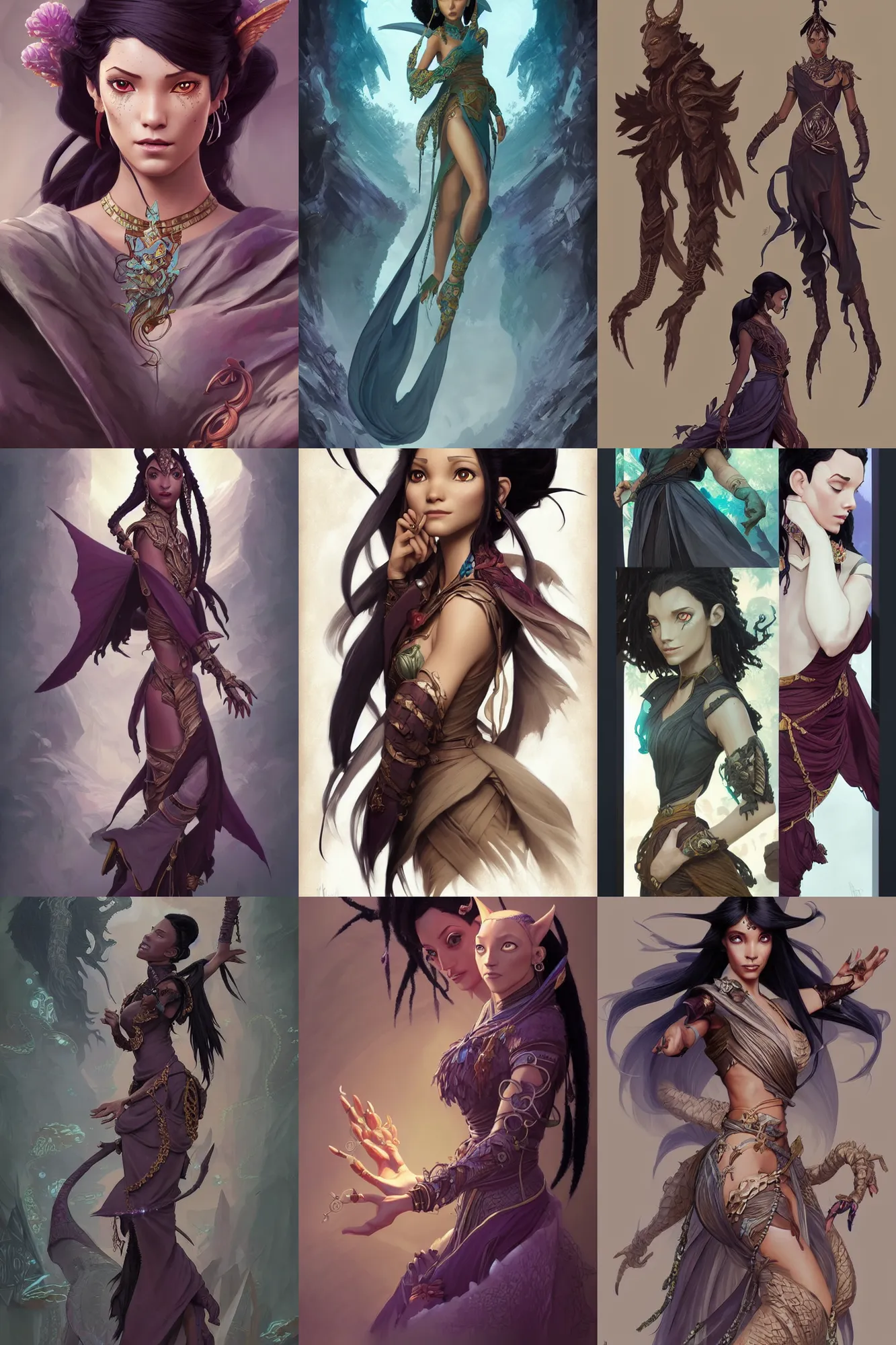 Prompt: fashion and character design spot illustrations from avatar combined with raya and the last dragon, d & d, fantasy, intricate, elegant, highly detailed, digital painting, artstation, concept art, matte, sharp focus, illustration, hearthstone, art by artgerm and greg rutkowski and alphonse mucha