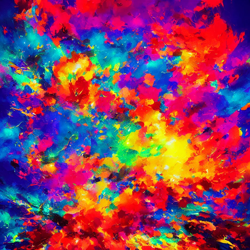 Prompt: # abstract painting of a colorful explosion of love, psychedelic abstract art by yoshitaka amano and alena aenami, trending on artstation, nvidia, matte painting, unreal engine