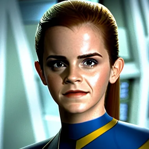 Image similar to Emma Watson starring as Seven of nine, in the tv series startrek voyager