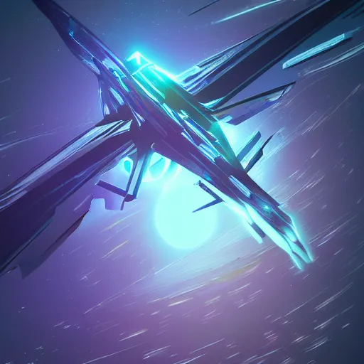 Prompt: a spaceship flying through space, epic lighting, in the art style of arcane, digital art, vector art, trending on artstation, highly detailed