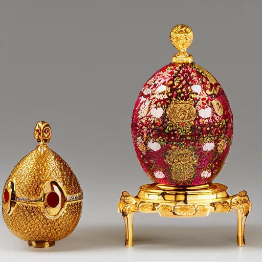 Prompt: Faberge eggs with faberge toast, Hermitage Museum exhibit