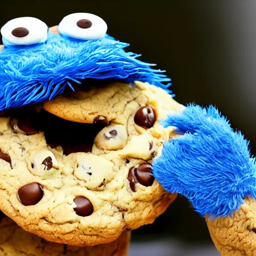 Image similar to cookie monster eating cookies