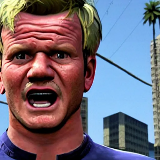 Image similar to still of gordon ramsey screaming at people in gta v