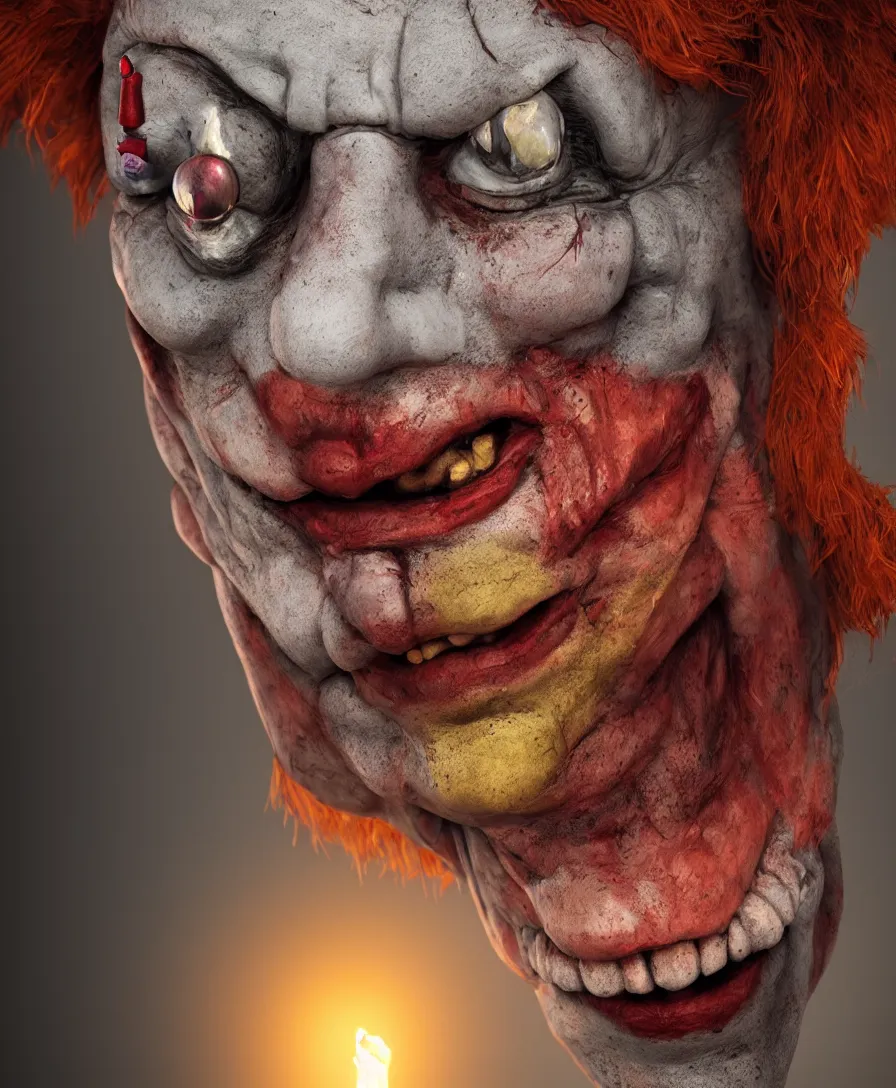 Prompt: dead clown, cinematic lighting, 8k, artstation, octane render, cinematic, hyper realism, 8k, depth of field, concept art, illustration, vibrant colors