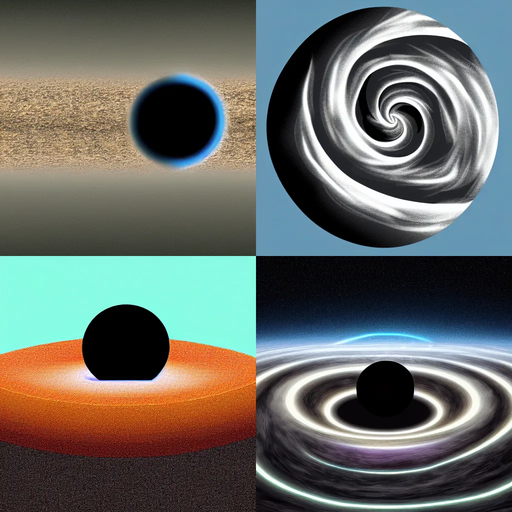 Prompt: Digital art of a black hole absorbing the Earth, side view