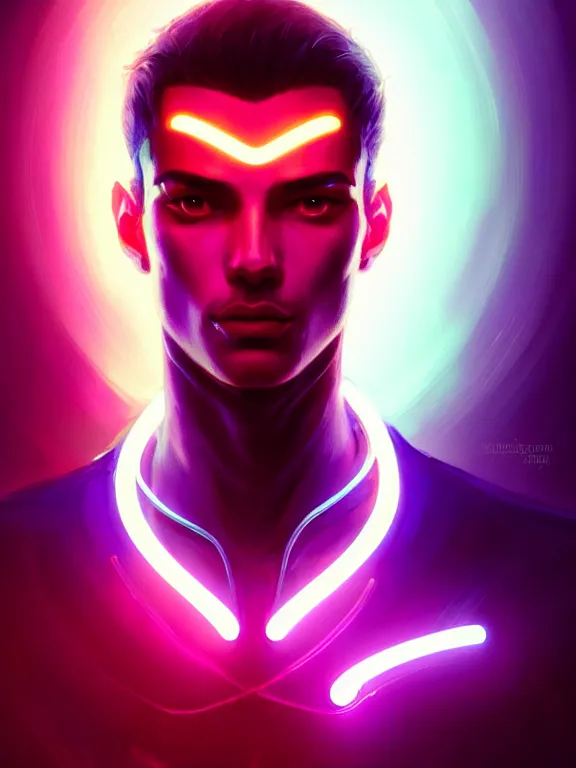 Prompt: portrait of male humanoid, intricate, elegant, cyber neon lights, highly detailed, digital photography, artstation, glamor pose, concept art, smooth, sharp focus, illustration, art by artgerm and greg rutkowski