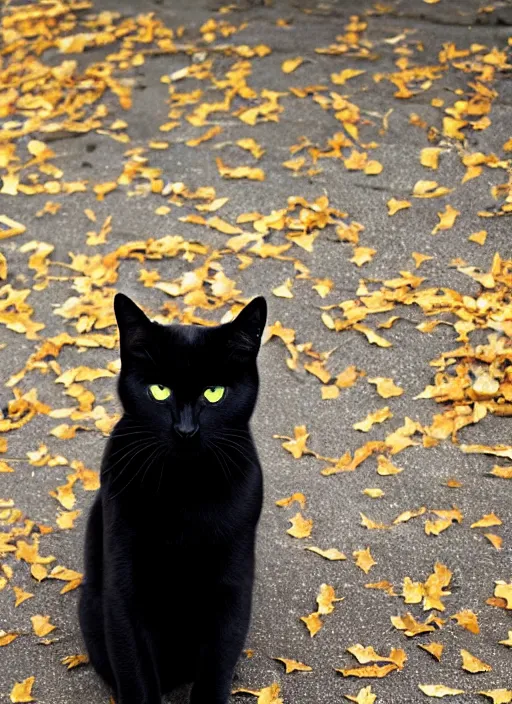 Prompt: a black cat yellow eyes like a mapet