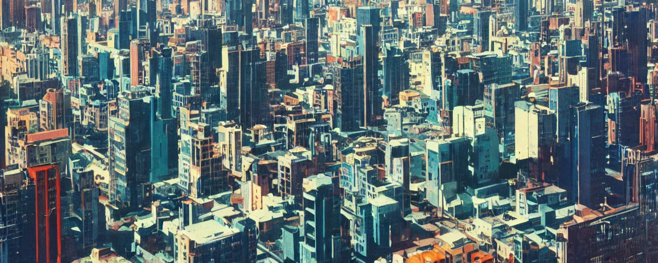 Prompt: 60s futurism cityscape, color photos