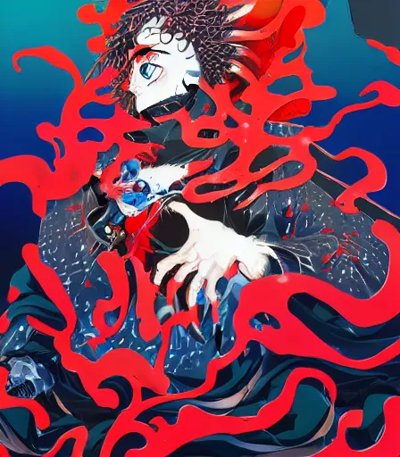 Prompt: Tim Burtons style Kimetsu no Yaiba by Alex Pardee and Nekro and Petros Afshar, and James McDermott,unstirred paint, vivid color, cgsociety 4K