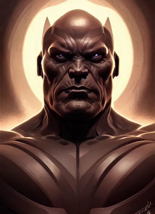 Prompt: portrait of darkseid, intricate, elegant, muscular, highly detailed, digital painting, artstation, concept art, smooth, sharp focus, illustration, art by artgerm and greg rutkowski and alphonse mucha