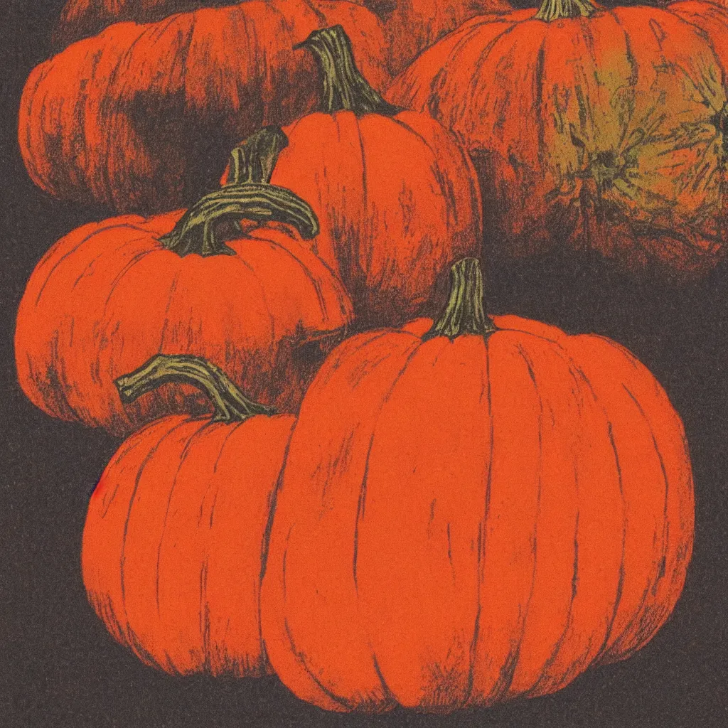 Image similar to vintage risograph of pumpkin, simple