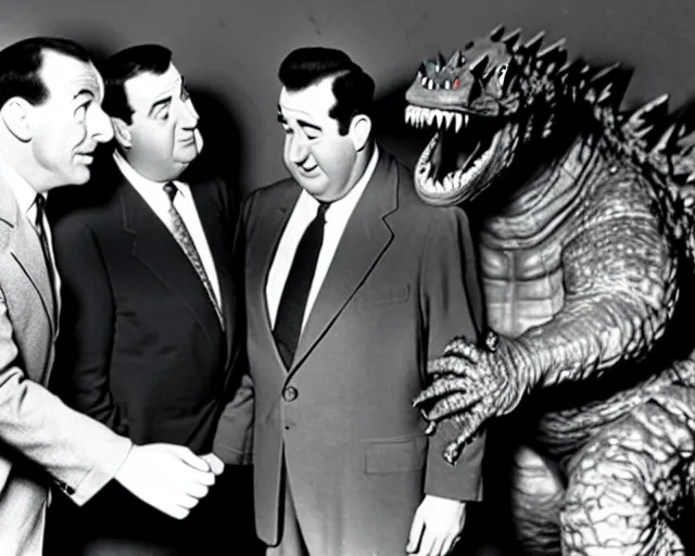 Image similar to Abbott and Costello meet Godzilla