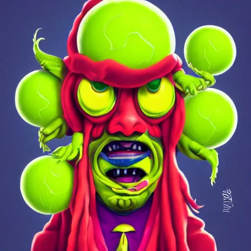 Prompt: a snoop dogg tennis ball monsters, colorful, digital art, fantasy, magic, chalk, trending on artstation, ultra detailed, professional illustration by basil gogos