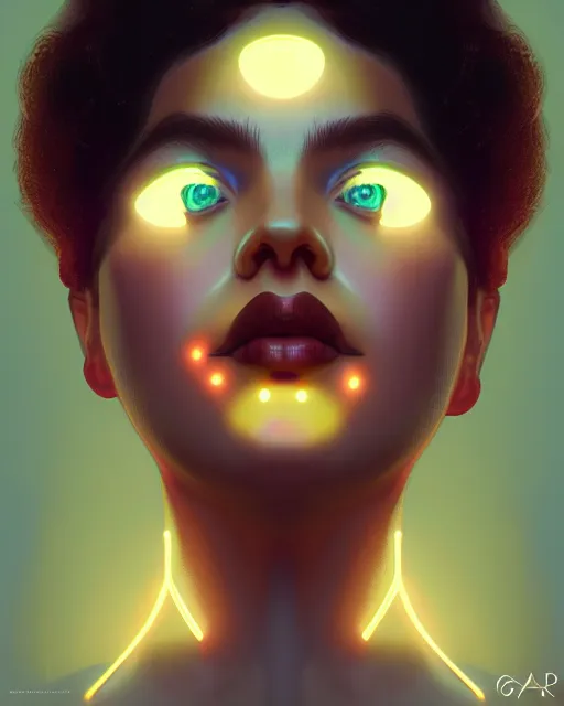 Image similar to symmetry portrait of poly styrene, glam, feminine, glowing lights intricate, elegant, highly detailed, digital painting, artstation, concept art, smooth, sharp focus, illustration, art by artgerm and greg rutkowski and fra angelico and unreal engine 5