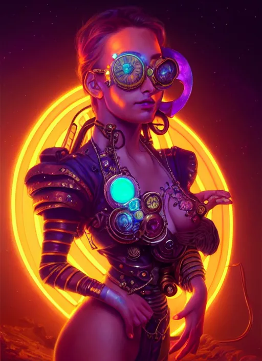 Prompt: a steampunk faceless glowing liquefied stardust adventurer, dnd fantasy character, full body portrait, glowing neon skin, magical aura, ultra realistic, intricate, elegant, highly detailed, digital painting, artstation, smooth, sharp, focus, illustration, art by artgerm and greg rutkowski and alphonse mucha and dan mumford, sacred geometry