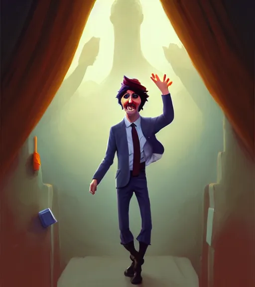 Image similar to sock puppet justin trudeau as sock puppet, loftis, cory behance hd by jesper ejsing, by rhads, makoto shinkai and lois van baarle, ilya kuvshinov, rossdraws global illumination