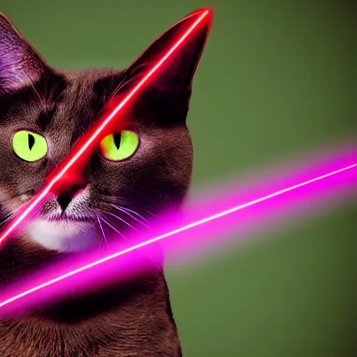 Image similar to photo of a cat with red laser beams shooting out of its eyes