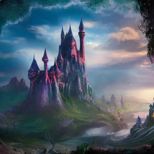 Image similar to fantasy land, land of dreams, daniel conway, david noren, 4 k, cinematic