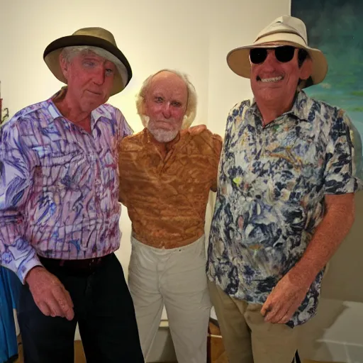 Prompt: gilligan and the skipper attend an art opening,