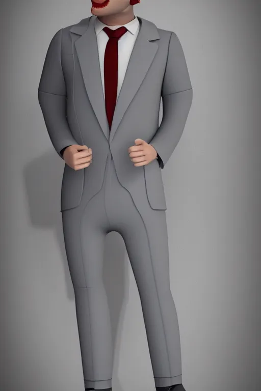 Image similar to full body 3 d render of a rich daddy, 3 2 years old, wear sliver suits, stubble, cramel hair, character concept art, octane render, trending by artstation, artbreeder