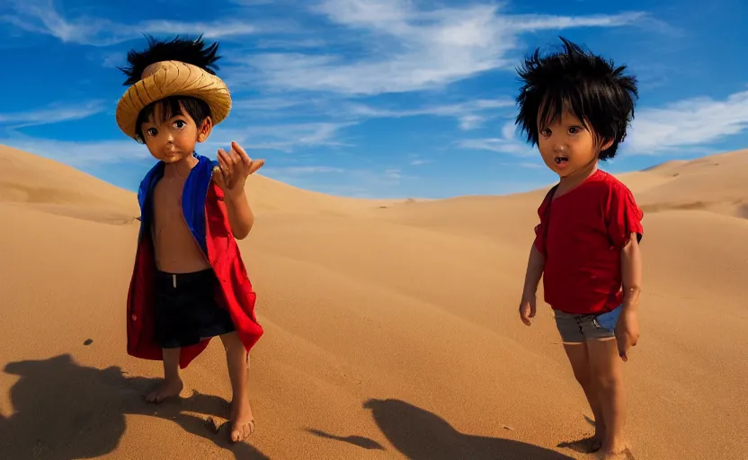 Image similar to a luffy in sand dunes, photography