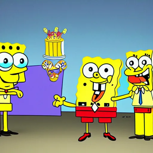 Image similar to SpongeBob being inaugurated as president. Photorealism.