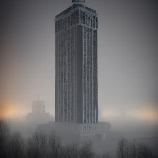 Prompt: tall soviet panel building in a fog, cinematic, 8k resolution, beautiful detailed, insanely intricate details