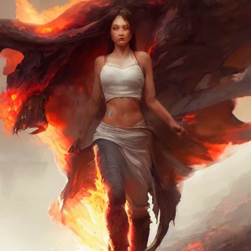 Image similar to what matters most is how well you walk through the fire, realistic painting, artgerm, greg rutkowski