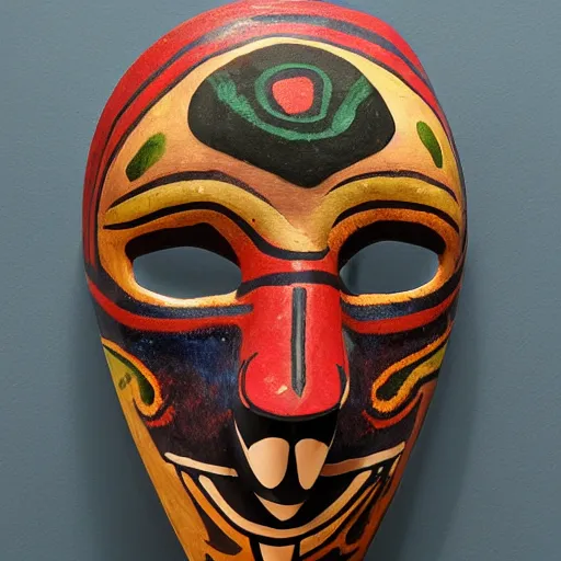 Image similar to a mask of a shaman and a jaguar