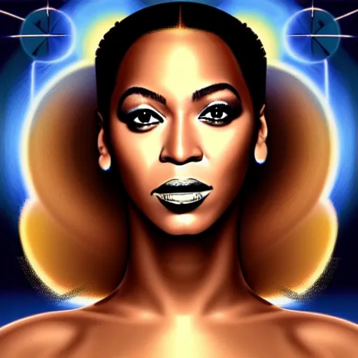 Image similar to “Beyoncé as a sci-fi magic girl, elegant, highly detailed, digital painting”