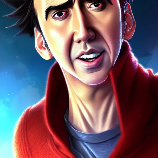 Image similar to nicolas cage, portrait luffy studio ghibli studio key hideaki anno sakimichan stanley artgerm lau rossdraws james jean marc simonetti elegant highly detailed digital painting artstation pixiv