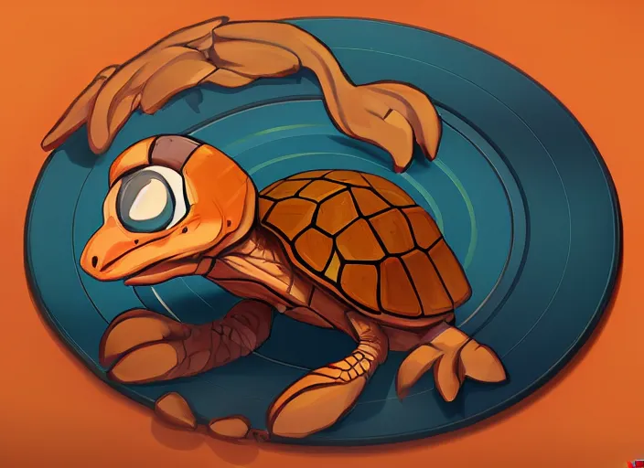 Prompt: cartoonish stylized cute tortoise eating an old vinyl record, trending on artstation, 30mm, by Noah Bradley trending on ArtStation, deviantart, high detail, stylized portrait H 704