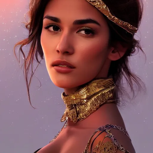 Image similar to beautiful Estefanía Villegas, perfect face and body, in detailed Colombian dress, smooth, sharp focus, illustration, realistic, cinematic, artstation, cinematic, award winning, original modern artwork, rgb ethereal lighting,8k