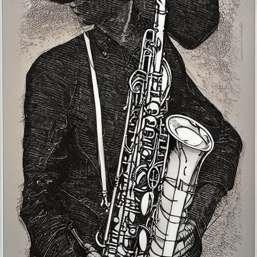 Image similar to saxophonist by ed fairburn, joseph clement coll, franklin booth