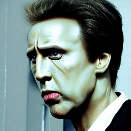 Image similar to nickolas cage as the terminator, ultra realistic, highly detailed