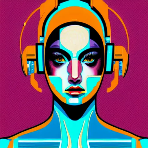 Prompt: portrait of female android by tristan eaton