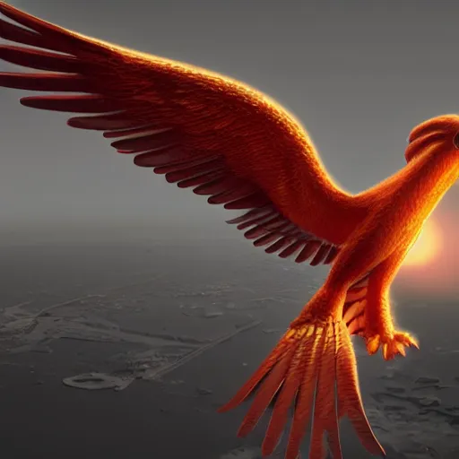 Prompt: phoenix flying in the sky, super detailed detail, hyperrealism, c 4 d, ultra - realistic, trending on artstation
