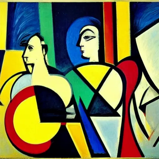 Image similar to by max beckmann curvaceous. the painting is a beautiful example of abstract art. the painting is composed of a series of geometric shapes in different colors. the shapes are arranged in a way that creates a sense of movement & energy. the painting is visually stunning & is sure to provoke thought & conversation.