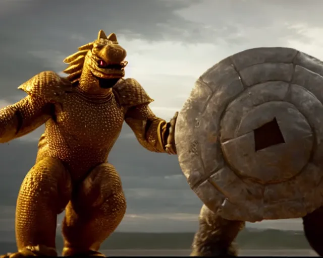 Image similar to a still of King Koopa in avengers(2012), cinematic shot