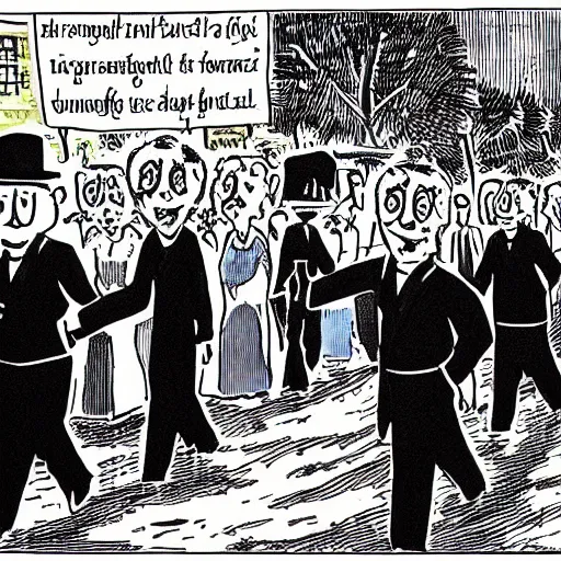Image similar to Walk in a funeral procession, not in a marriage, comic, caricature