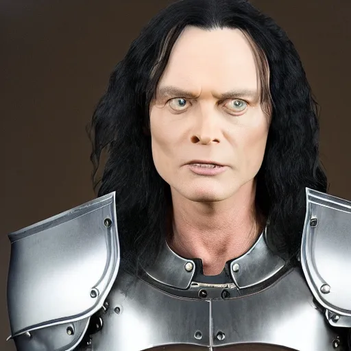 Prompt: tommy wiseau as a mighty knight, realistic photo, photoreal, 8k, award winning photography