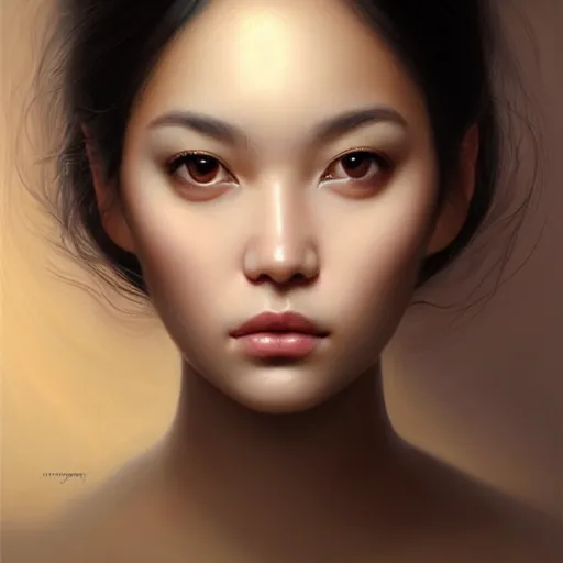 Image similar to portrait of a very very beautiful woman, square-faced, sand-colored skin, harried bun of black hair, korean, soft details, dark brown eyes, matte painting oil on canvas by mark arian by artgerm, trending on artstation, 4k, 8k, HD