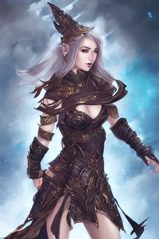 Image similar to female fantasy warrior in the style of Artgerm, WLOP, Rossdraws, trending on artstation, pixiv, Deviantart, HD, golden ratio, rule of thirds