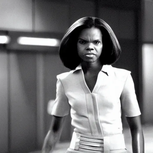 Image similar to young woman Condoleezza Rice in Star Wars, movie still, speed, cinematic Eastman 5384 film