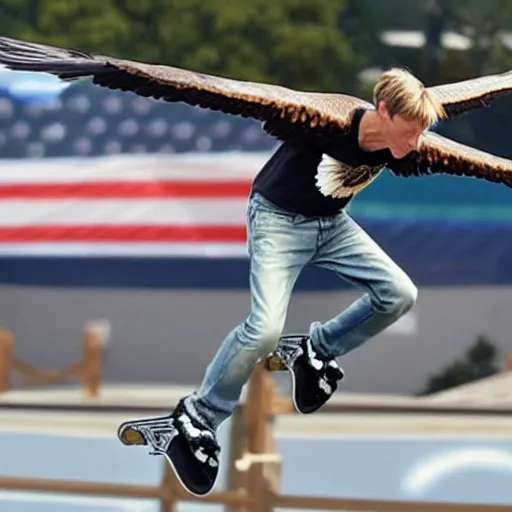 Image similar to tony hawk morphing into an eagle